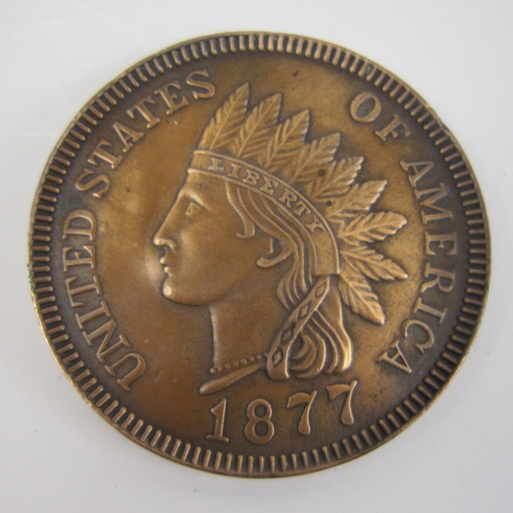 Vintage Indiana Metal Craft US Indian Head Penny 1877 Coin Belt Buckle Novelty
